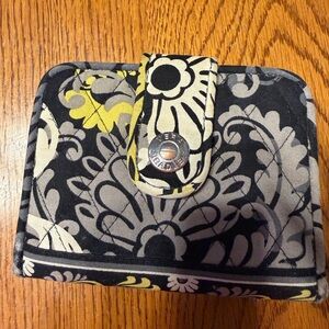 Vera Bradley Black and Gray Floral Wallet